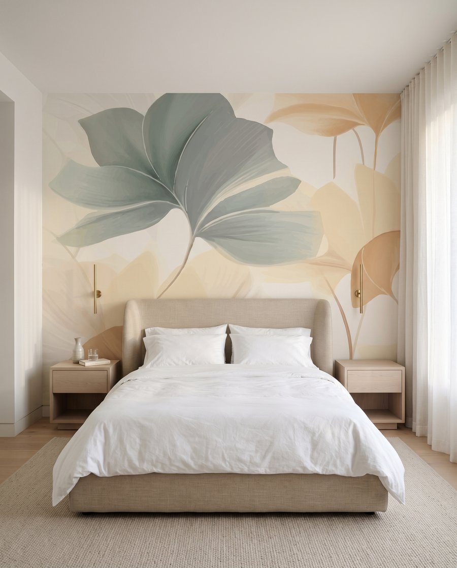 Folhas redondas amarelo pastel — interior 2