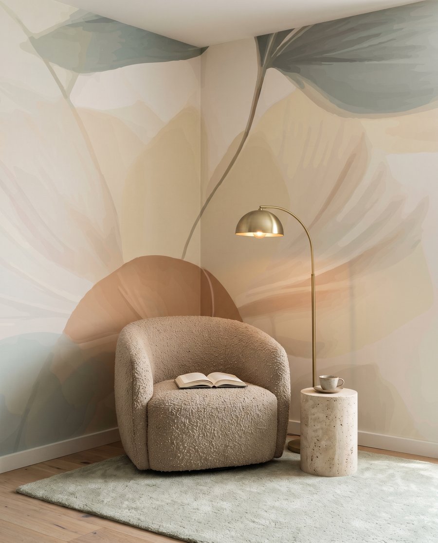 Folhas redondas amarelo pastel — interior 4