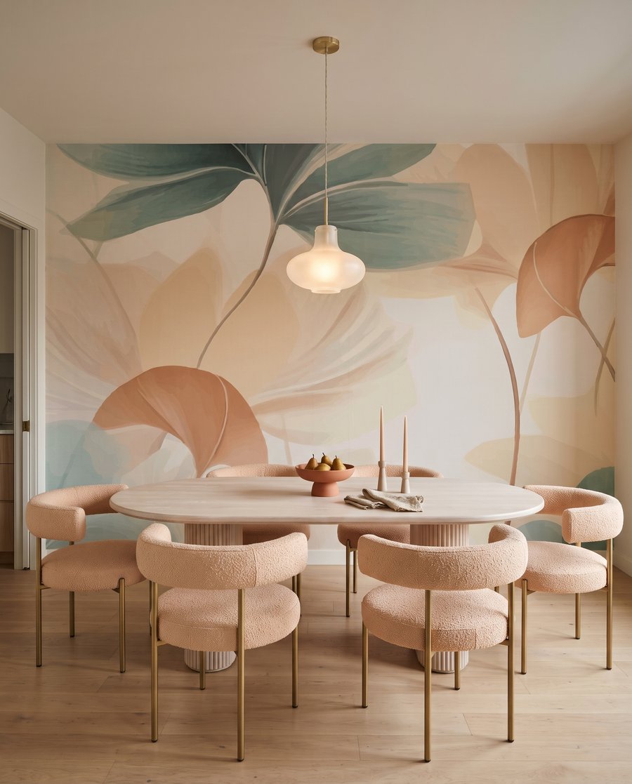 Folhas redondas amarelo pastel — interior 7