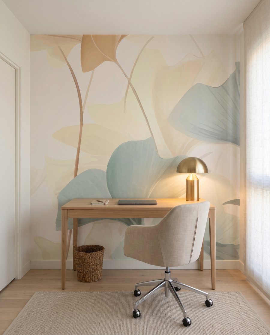 Folhas redondas amarelo pastel — interior 8