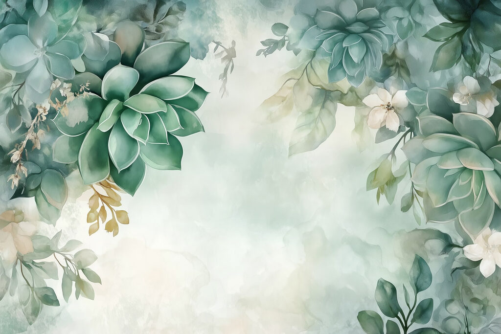Rosetas verdes sobre luz — design completo