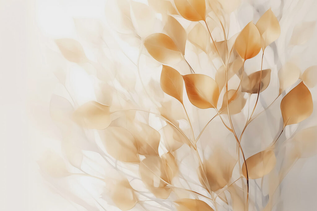Folhas ocre em contraluz — design completo