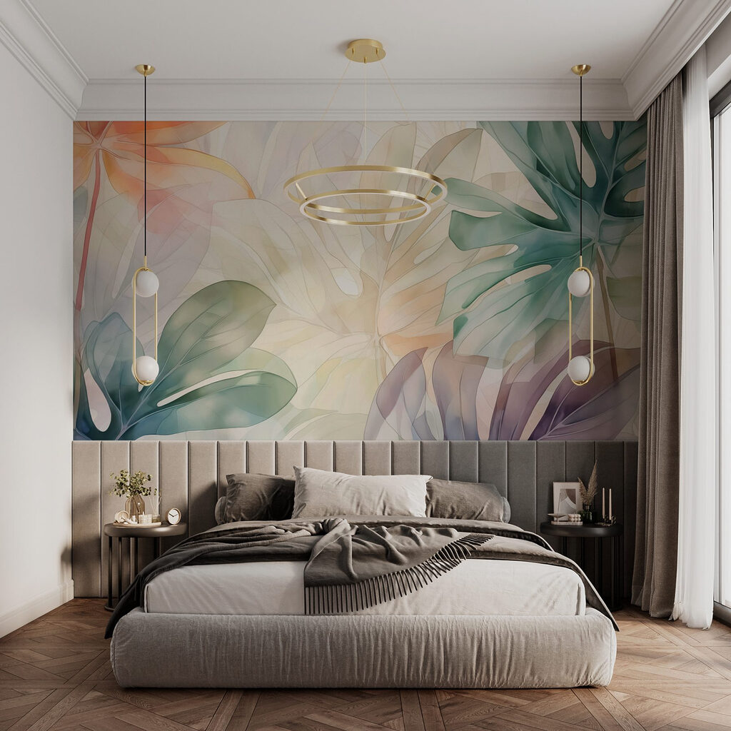 Folhas soltas em leque num interior