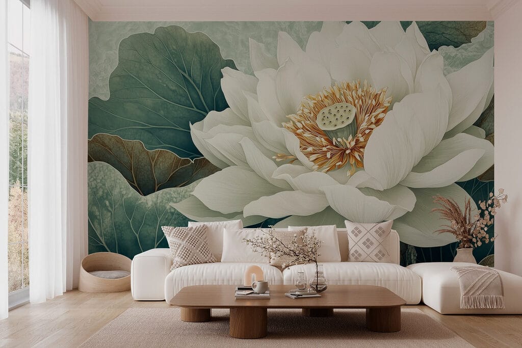 Lótus branco de perto — interior 4
