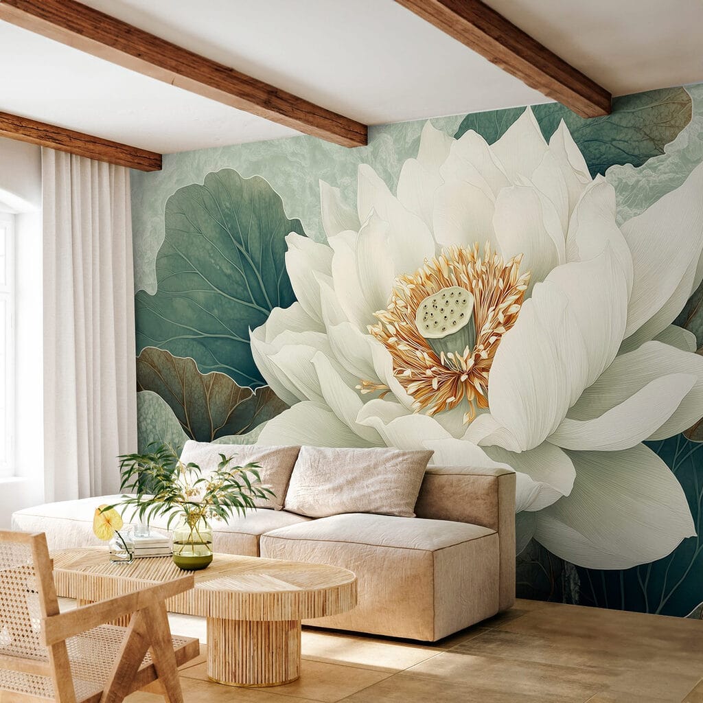 Lótus branco de perto — interior 5