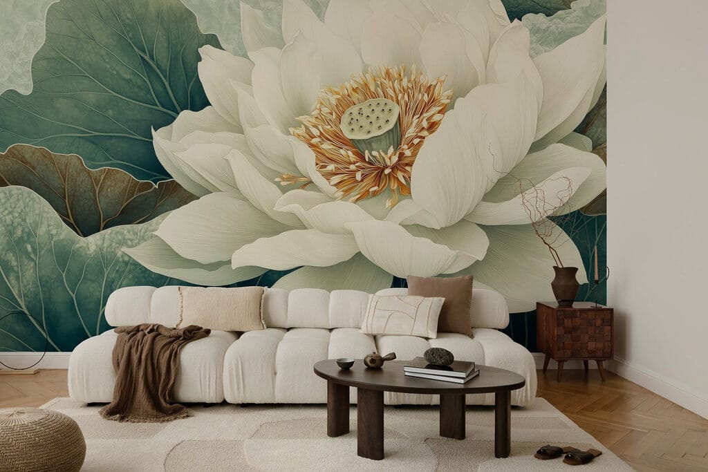 Lótus branco de perto — interior 6