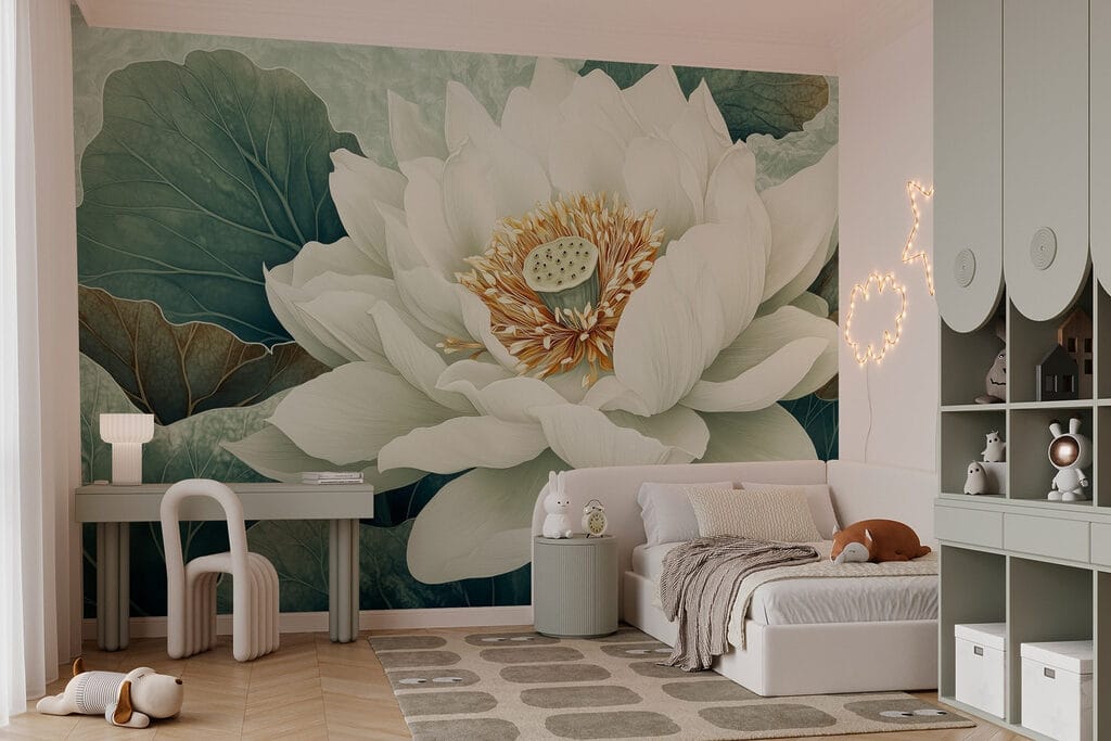 Lótus branco de perto — interior 8