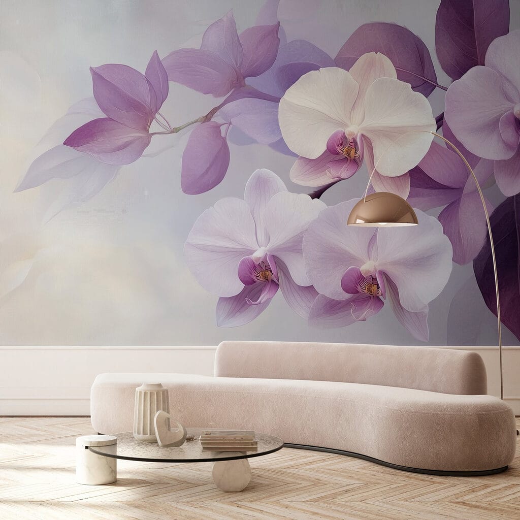 Orquídeas entre folhas roxas — interior 3