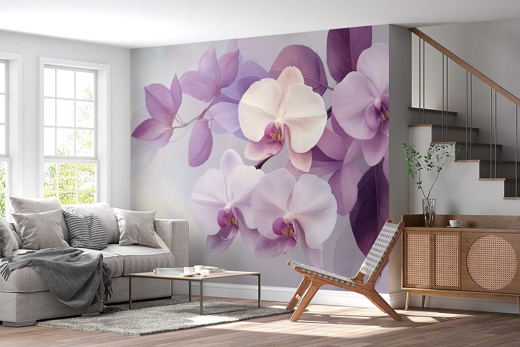 Orquídeas entre folhas roxas — interior 5