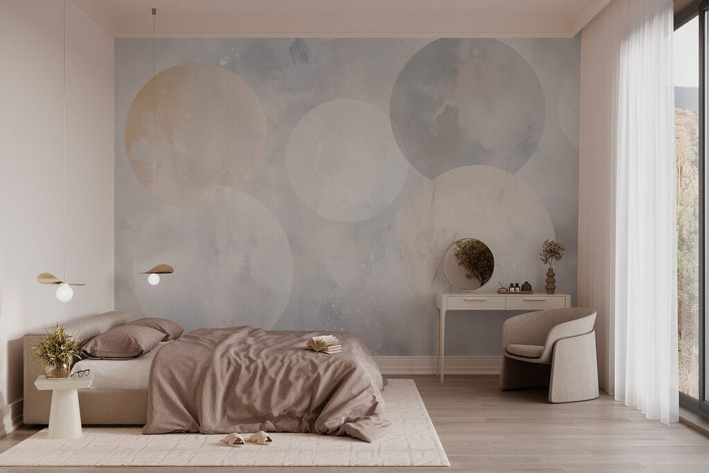 Círculos suaves sobre cinzento — interior 1
