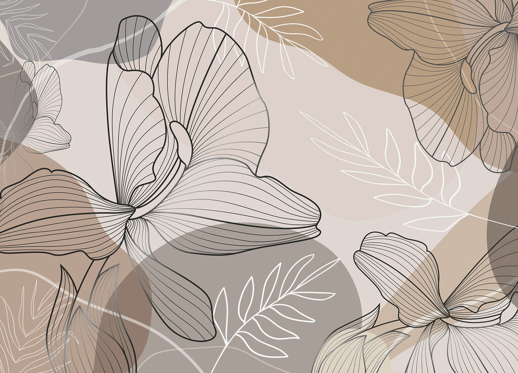 Linhas florais em castanho-acinzentado — design completo