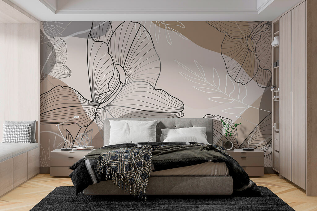 Linhas florais em castanho-acinzentado — interior 1