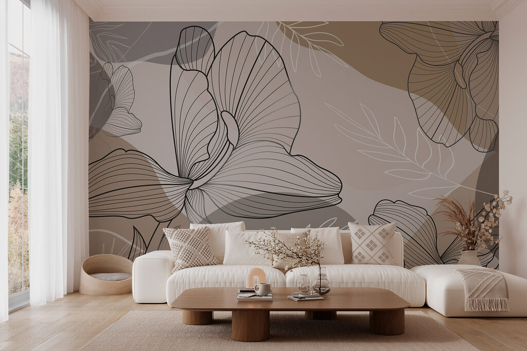 Linhas florais em castanho-acinzentado — interior 2