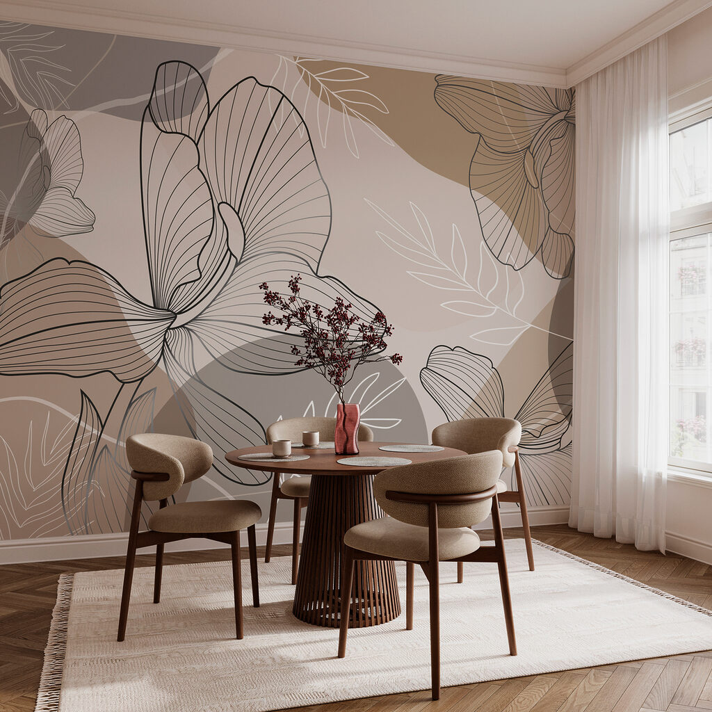Linhas florais em castanho-acinzentado — interior 3