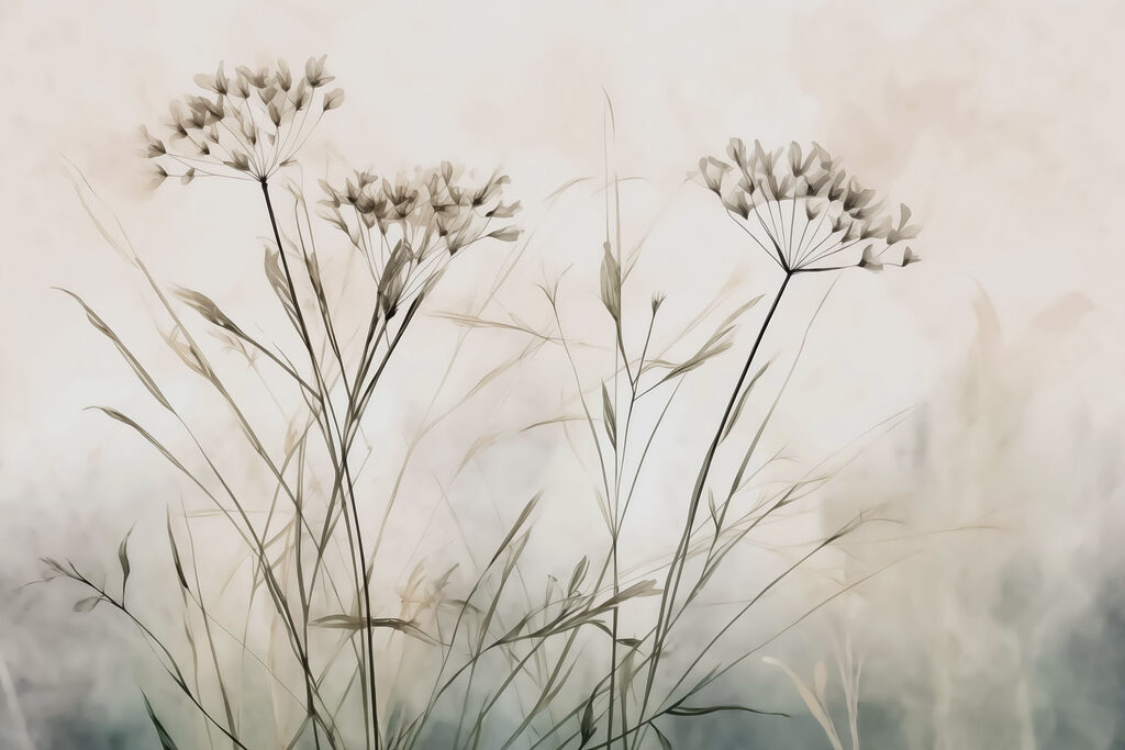 Flores silvestres sobre ervas — design completo