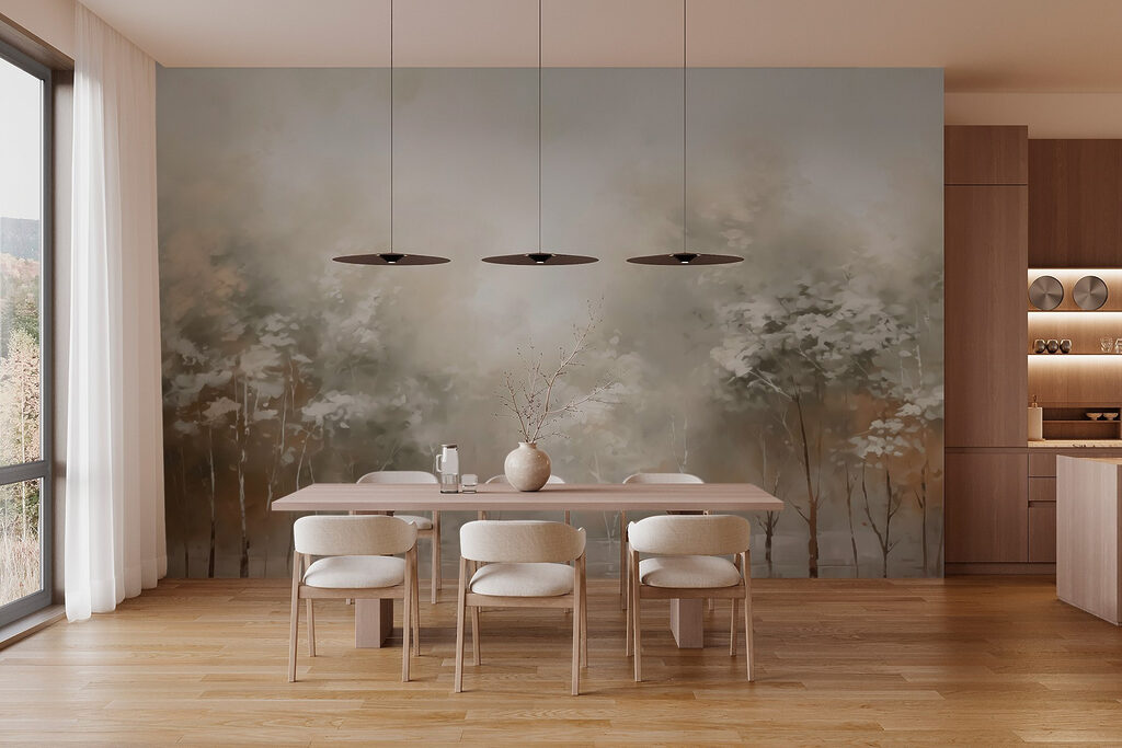 Luz quente entre troncos — interior 2