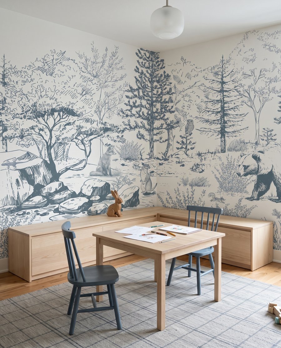 Ursos desenhados no bosque — interior 1