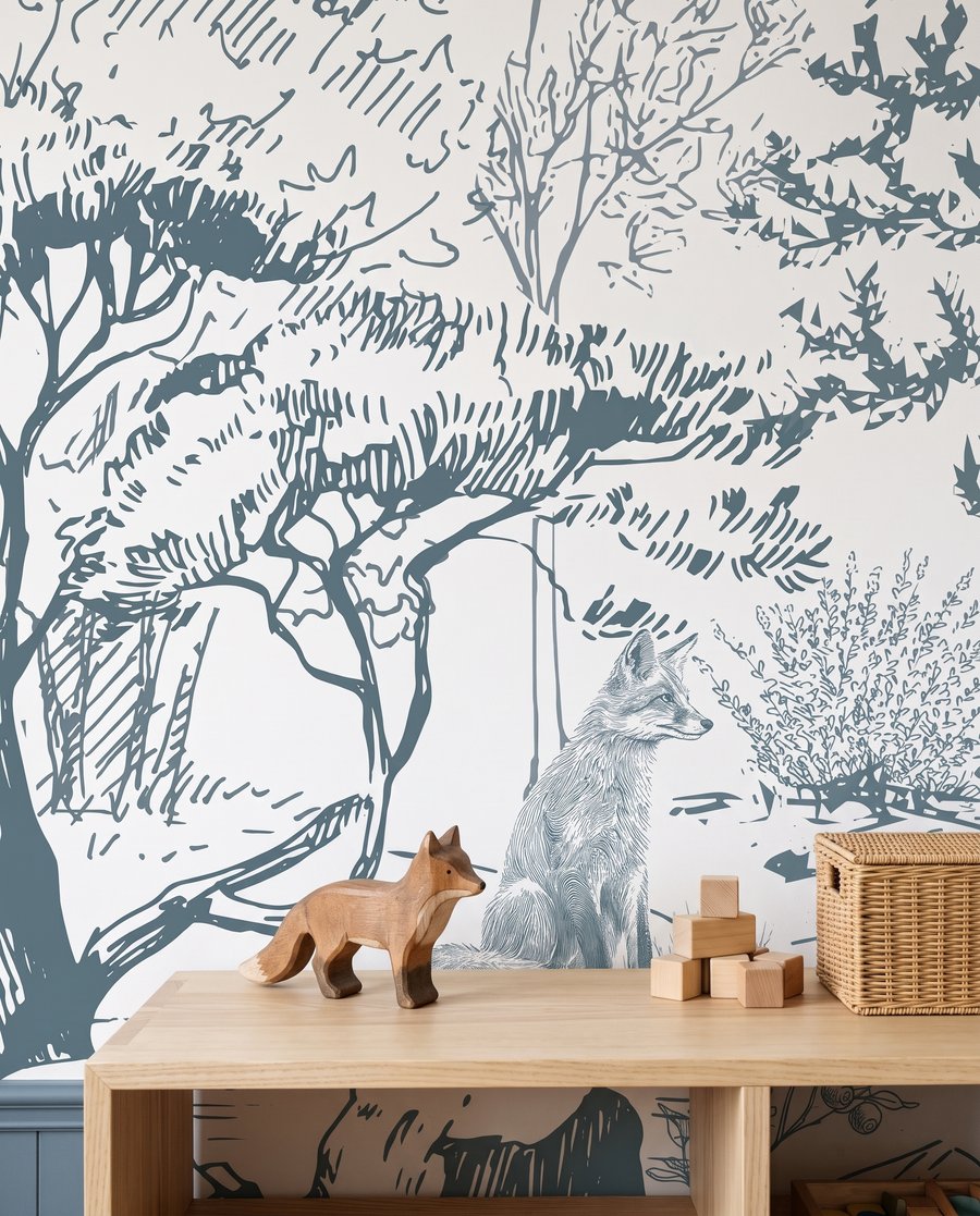 Ursos desenhados no bosque — detalhe