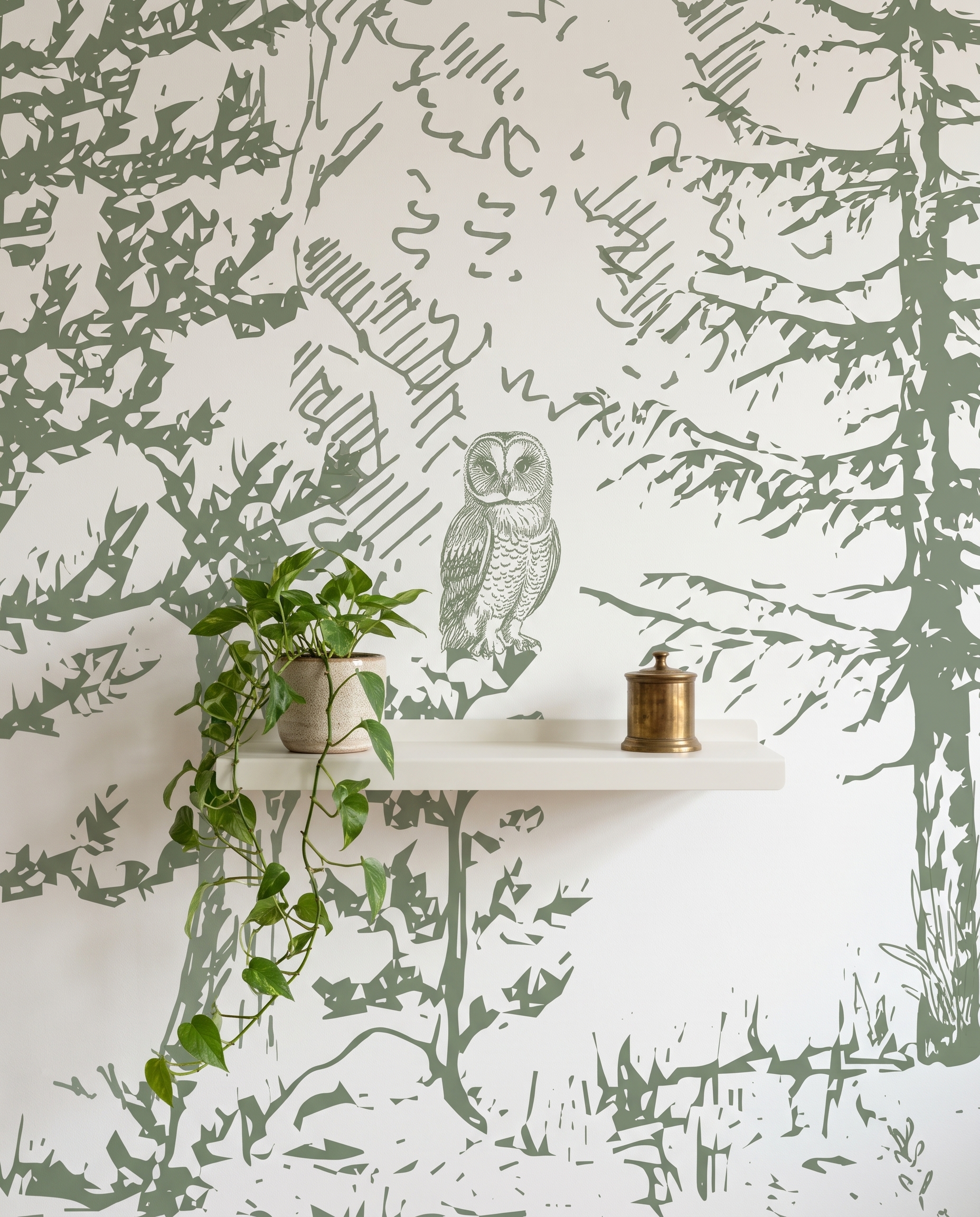 Ursos desenhados no bosque — detalhe