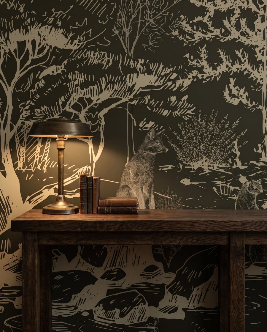 Ursos desenhados no bosque — detalhe