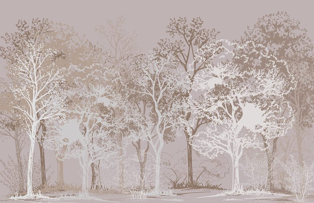 Árvores em linhas contrastantes — design completo