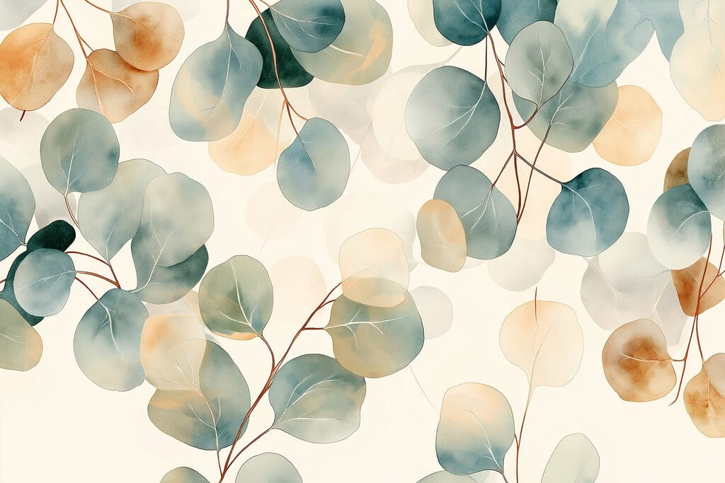 Folhas redondas em aguarela — design completo