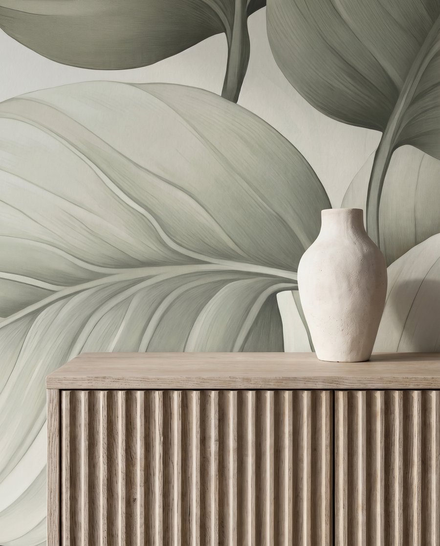 Grandes folhas com veios — detalhe