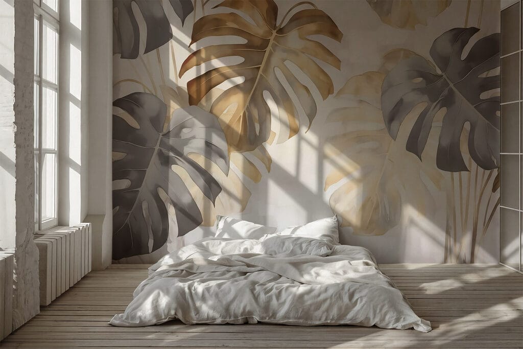Folhas com aguarela suave — interior 1