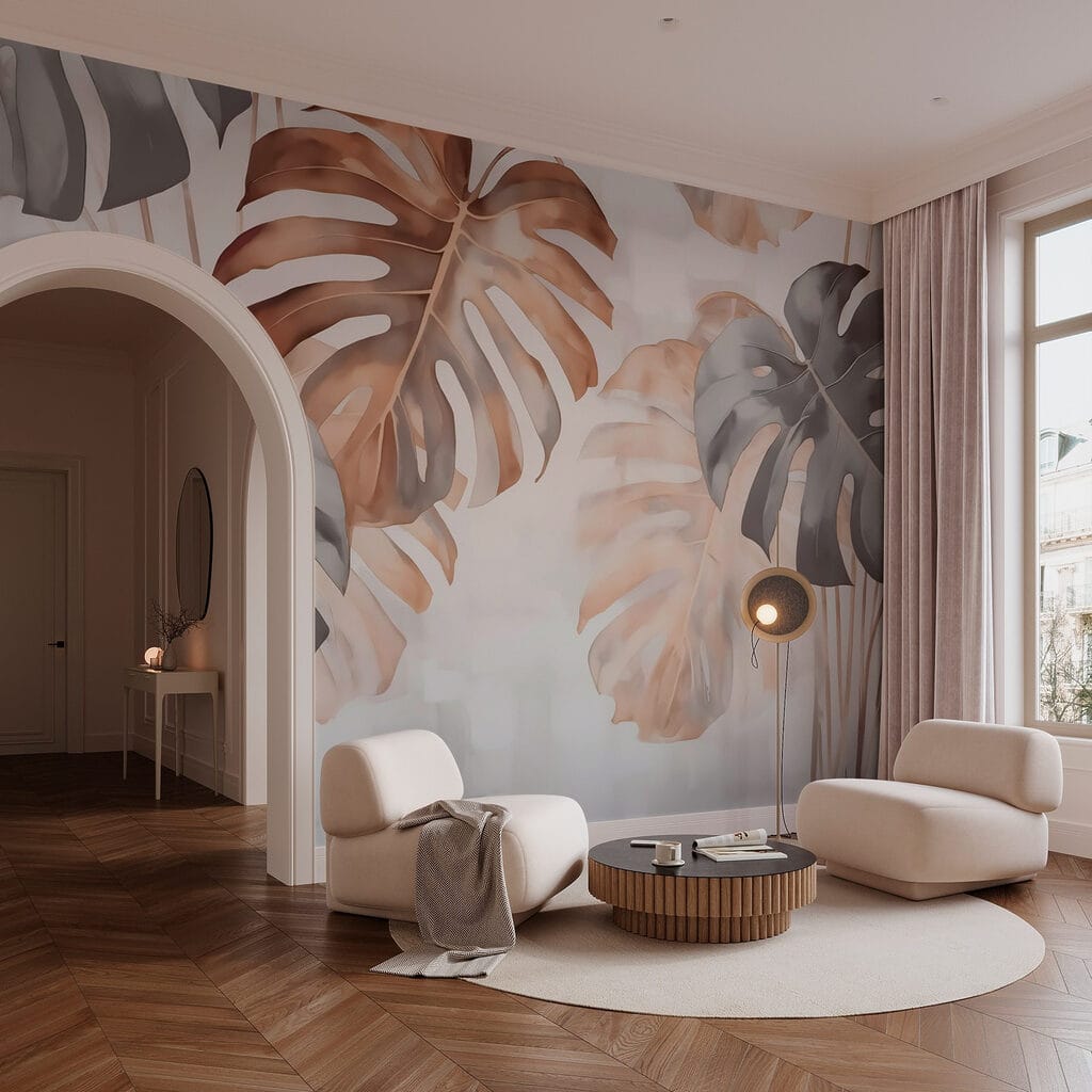 Folhas com aguarela suave — interior 2