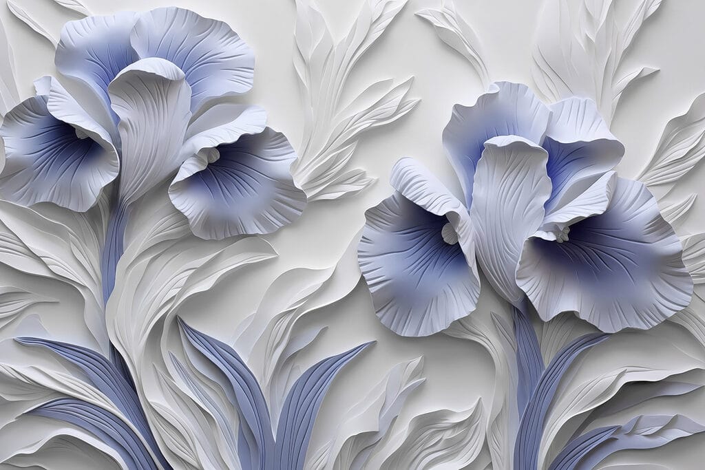 Flores azuis em relevo — design completo