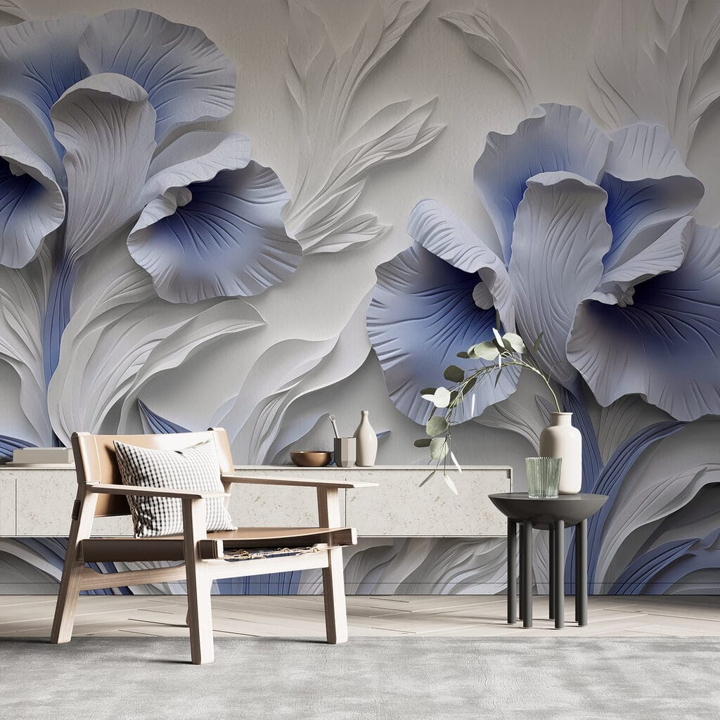 Flores azuis em relevo — interior 1