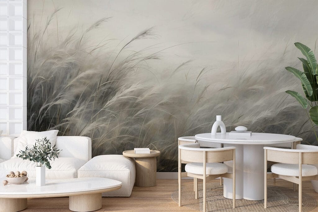 Gramíneas curvadas na névoa — interior 3