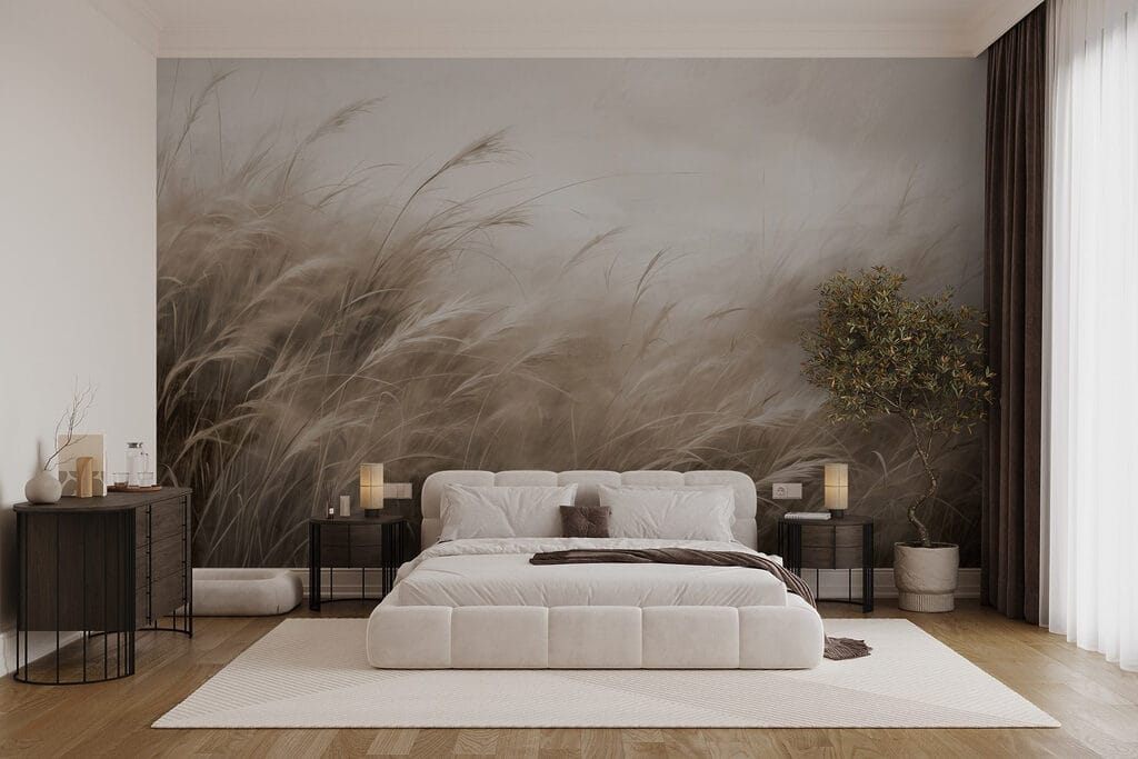 Gramíneas curvadas na névoa — interior 1