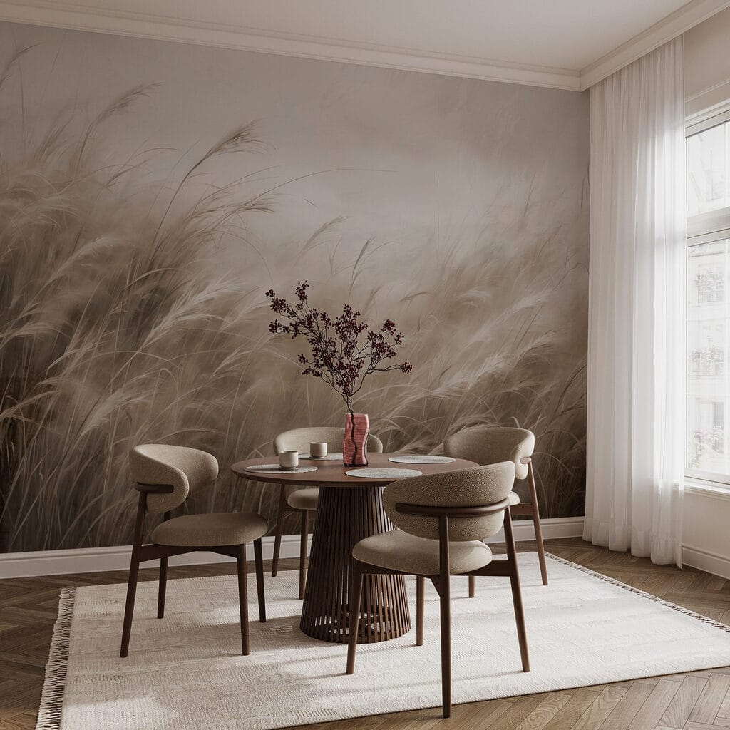 Gramíneas curvadas na névoa — interior 3