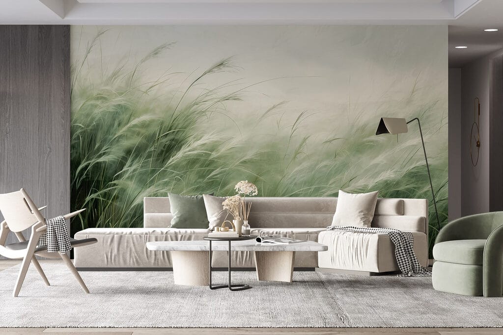 Gramíneas curvadas na névoa — interior 2