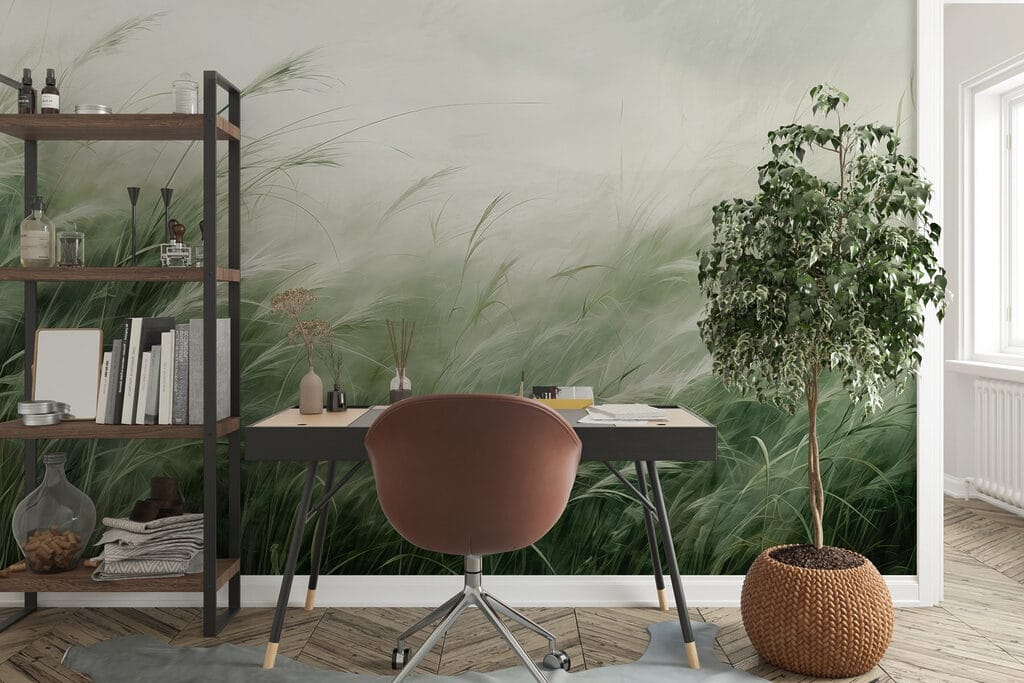 Gramíneas curvadas na névoa — interior 4