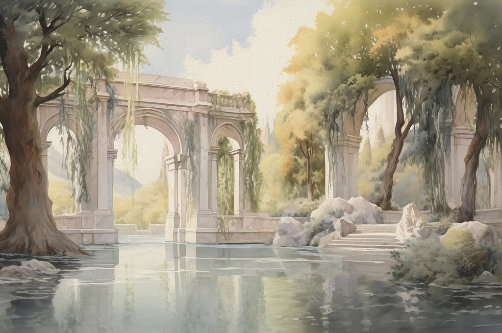Arcos junto à água — design completo