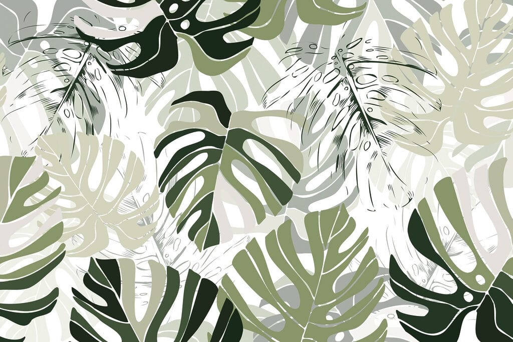 Folhas largas em verde — design completo