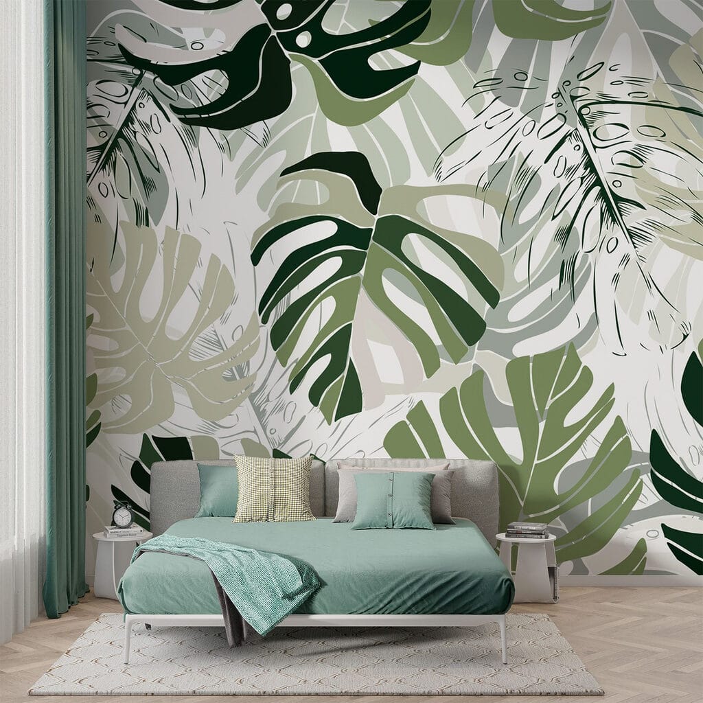 Folhas largas em verde — interior 1