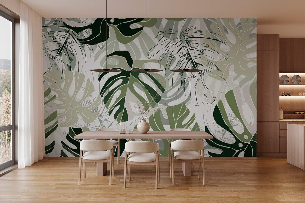 Folhas largas em verde — interior 3