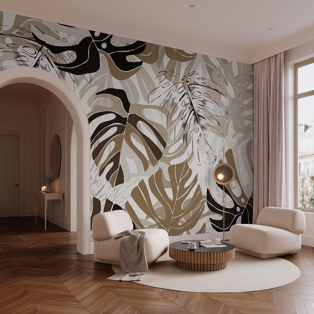 Folhas largas em verde — interior 3