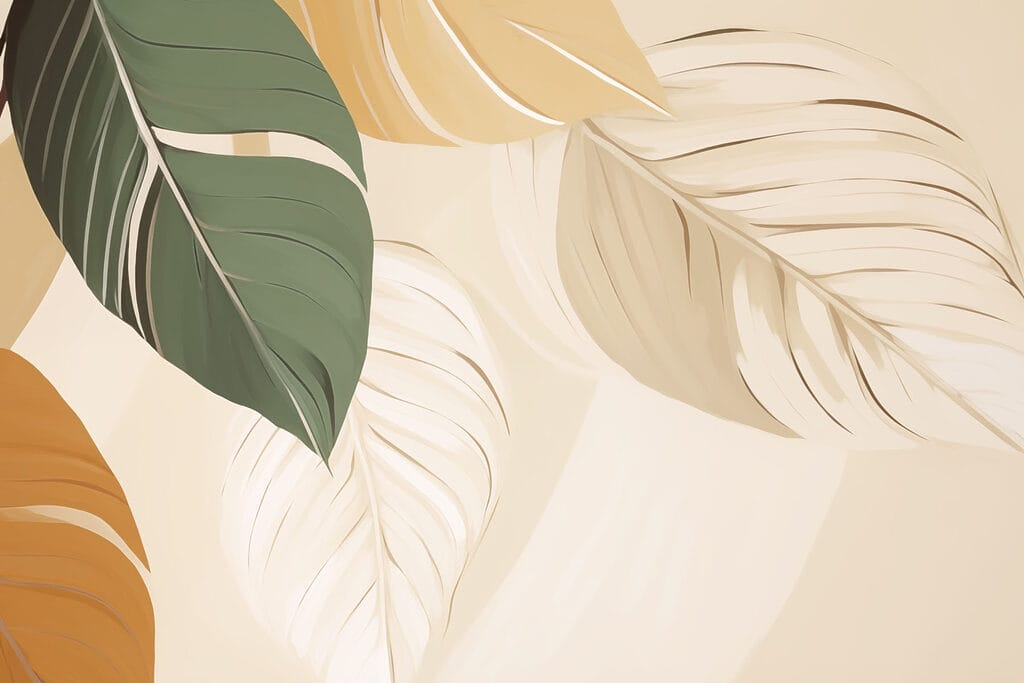 Folhas grandes em ocre — design completo