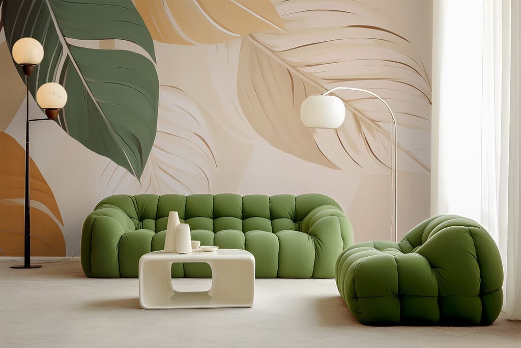 Folhas grandes em ocre — interior 2