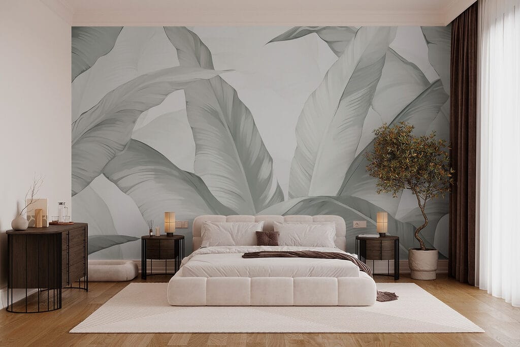 Folhas em pinceladas claras — interior 1
