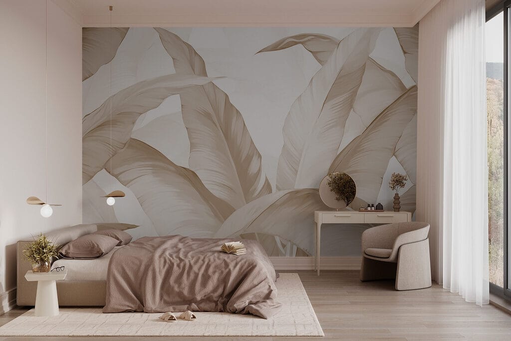 Folhas em pinceladas claras — interior 1