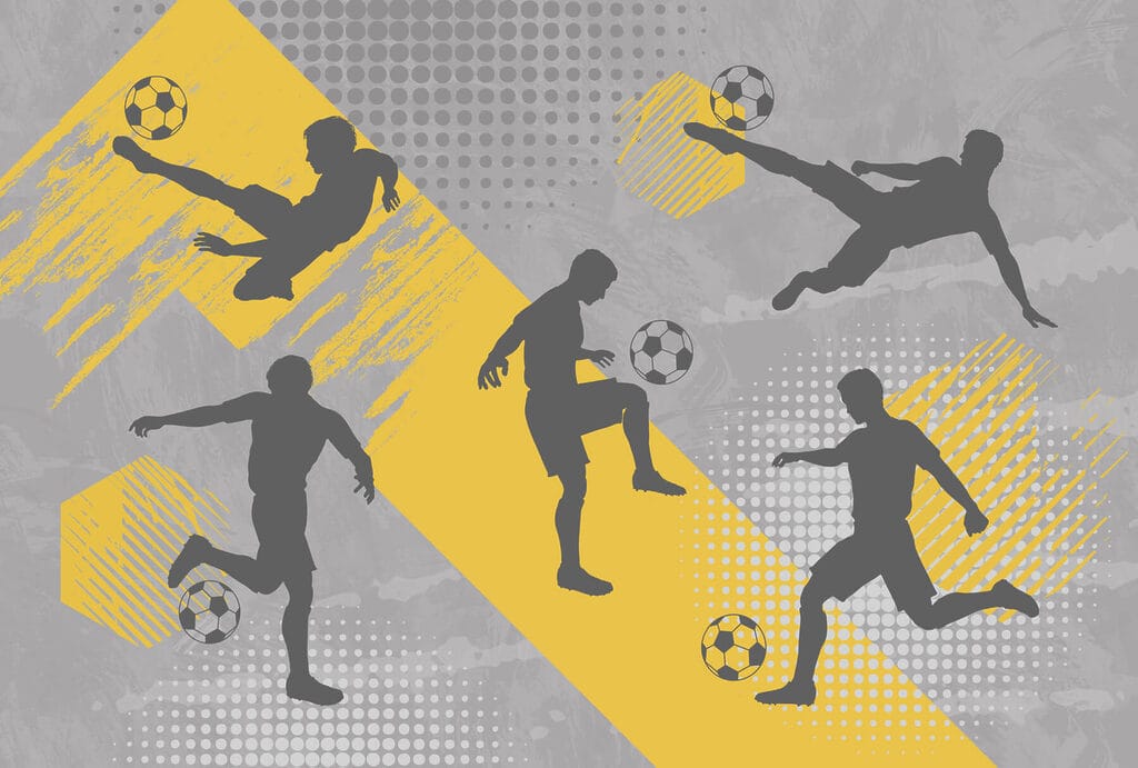 Futebolistas em movimento — design completo