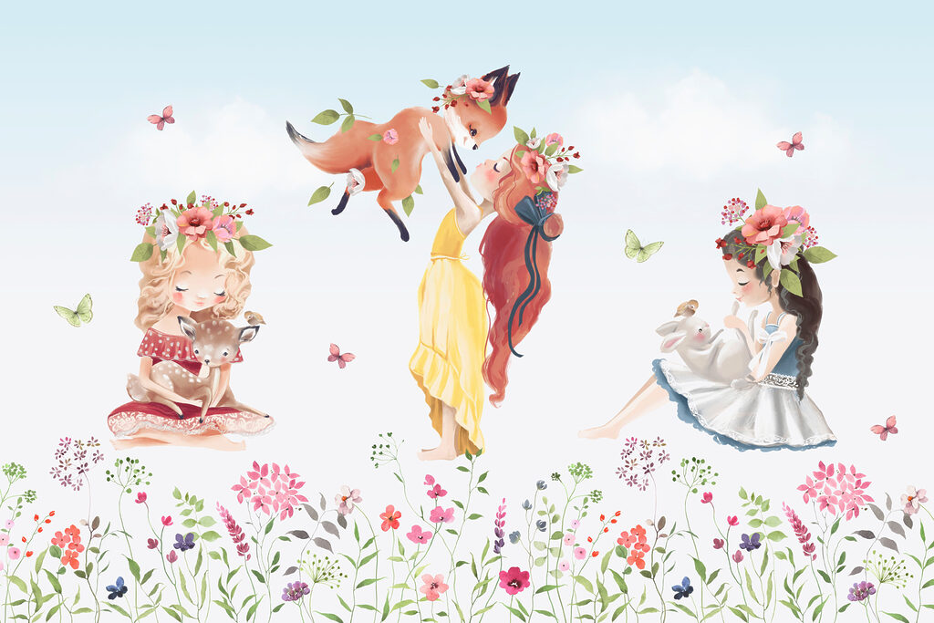 Meninas sobre um prado — design completo
