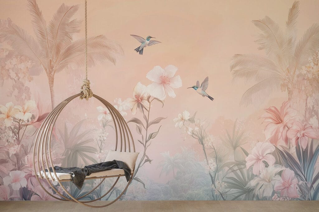 Aves sobre palmeiras cor-de-rosa — interior 1