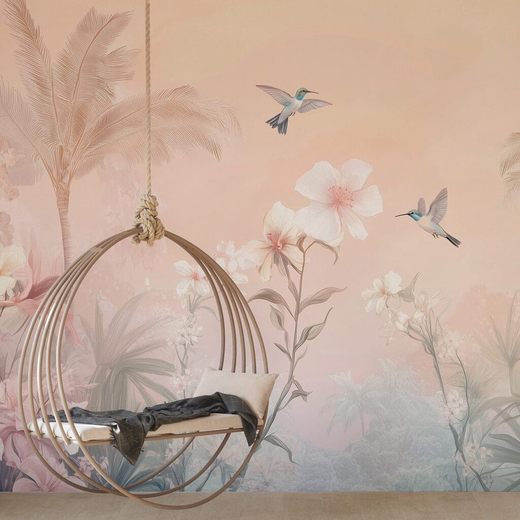 Aves sobre palmeiras cor-de-rosa — interior 2