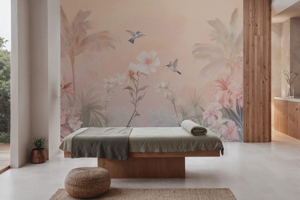 Aves sobre palmeiras cor-de-rosa — interior 3